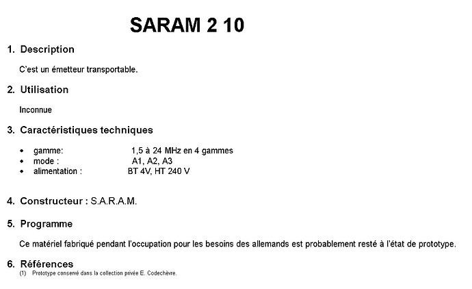 SARAM 2.10 infos