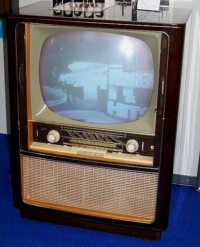 Graetz black white tv set. Kurfürst F371 with radio set unit. 1960