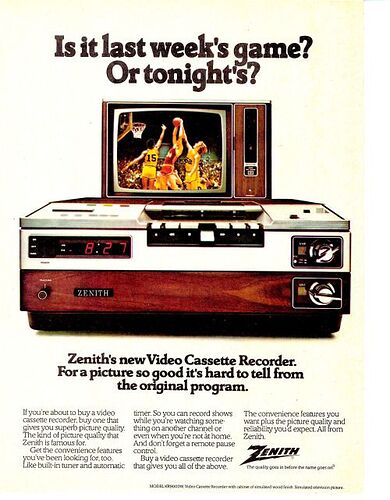 Tv video Zenith 1978