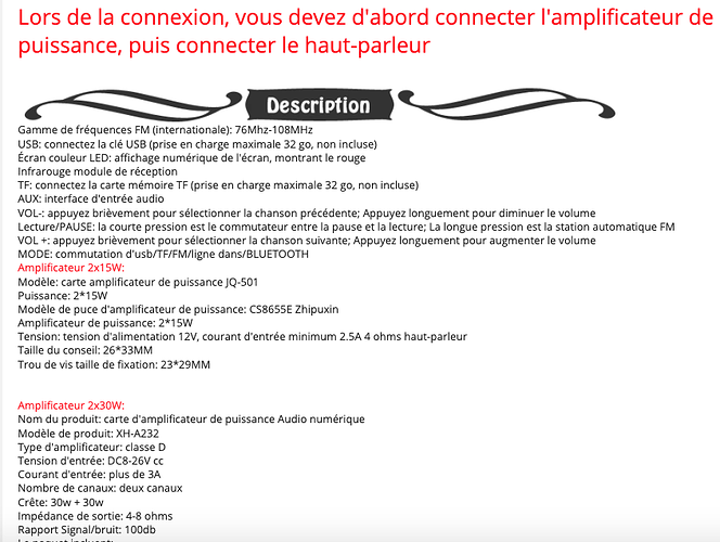 MODULE NON AMPLIFIé TEXTE
