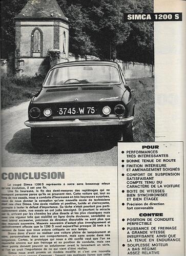 Pour et contre Simca 1200S