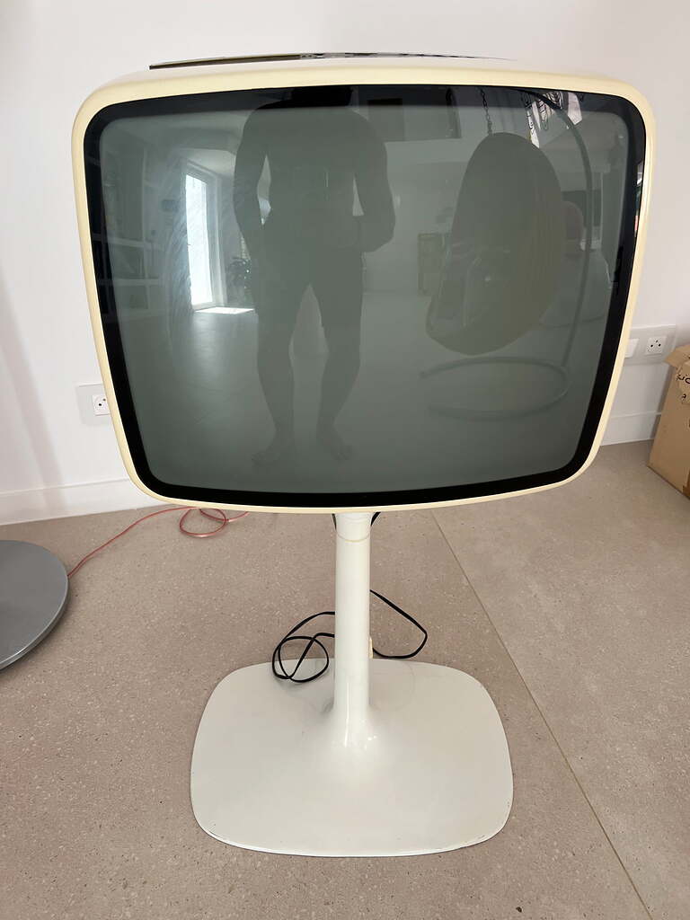 Retro Seventies Round Spage Age Television Isolated On A White Background Image623240052