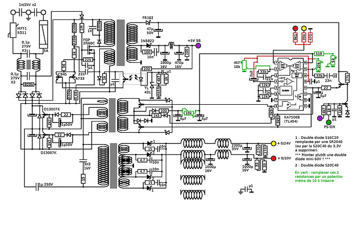 Schéma modifs alim 400W