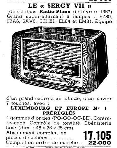 Sergy7 radio Constructeur novembre 1957