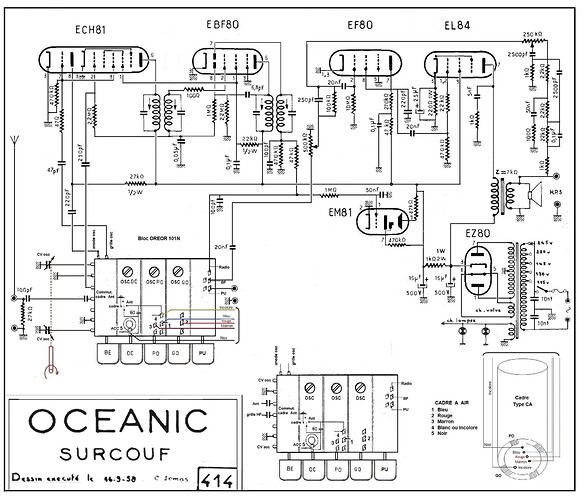OCEANIC surcouf  6 tubes clavier CA
