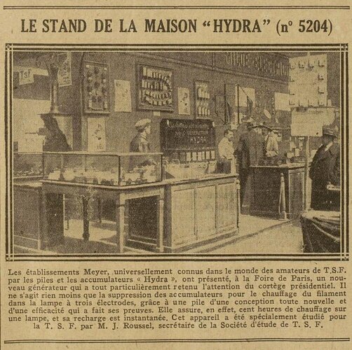 Excelsior, 17 mai 1923, p. 4-6 Foire de Paris hydra