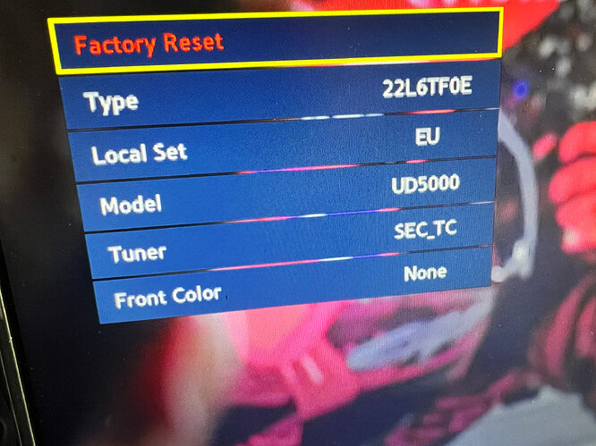 ECRAN RESET FACTORY