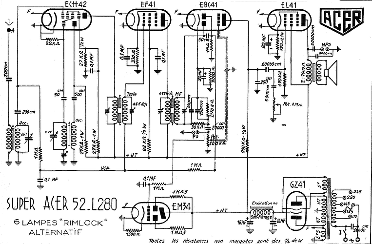 A.C.E.R. 52 . L 280 Schéma