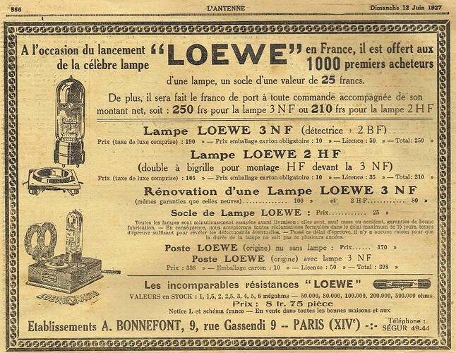 l'antenne 220 1927 Loewe