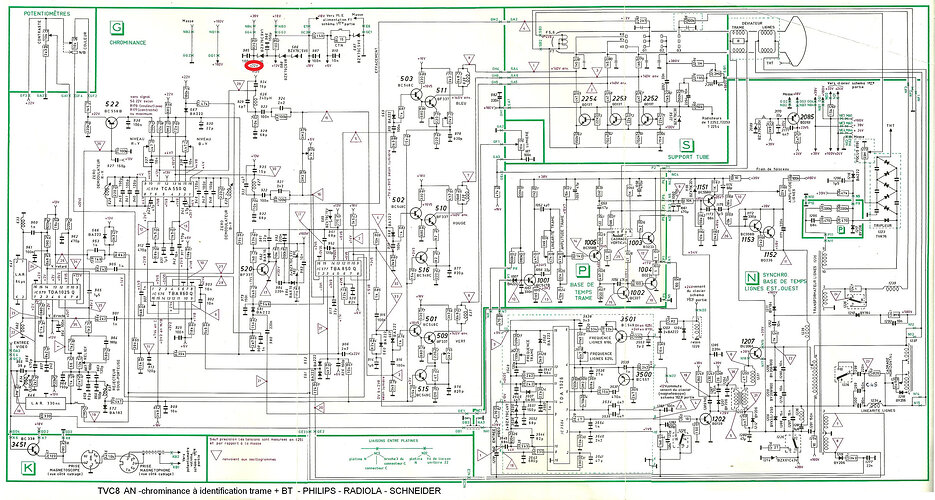 Schéma TVC8 chrominance Ancienne norme (identif trame) & BT