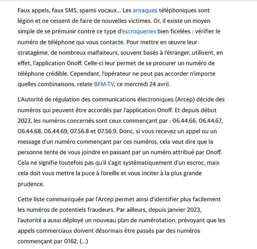 FAUX APPELS SMS..