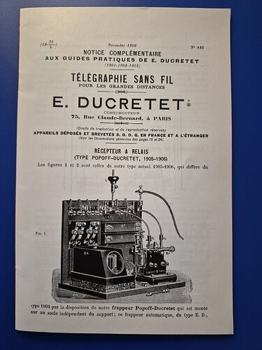 Notice E.DUCRETET 1906 Telegraphie sans fil n140