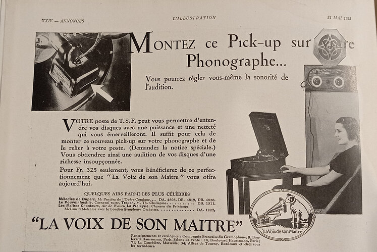 La Voix de Son Maître Publicité L'illustration mai 1932