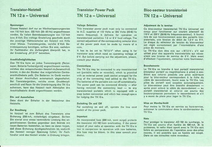 Grundig Satellit 210 - Transitor 6001 et TN 12 a Schémas-2