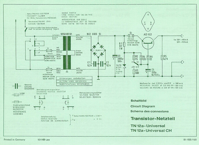 Grundig Satellit 210 - Transitor 6001 et TN 12 a Schémas-1