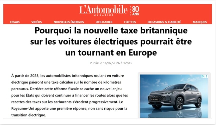 Taxes véhicules électriques