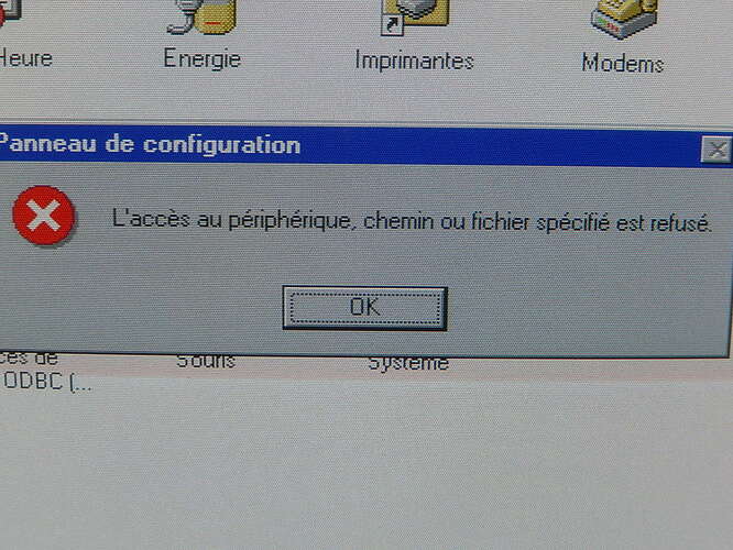 Message erreur panneau