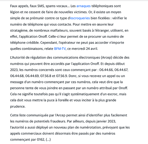 FAUX APPELS SMS..