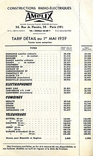 Amplix tarifs