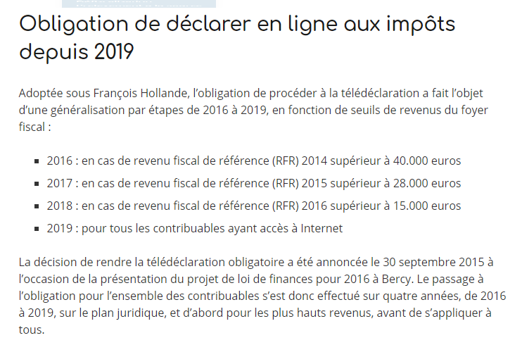 Obligation de déclarer en ligne