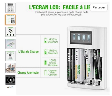 EBL Chargeur de Piles Universel LCD, Chargeur Universel pour AA
