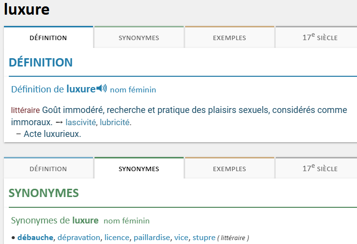 La luxure, définition
